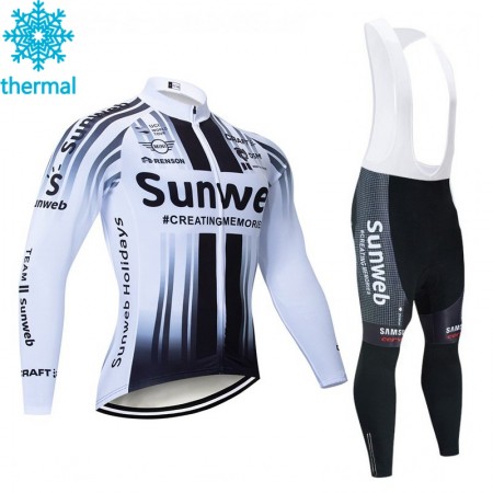 Tenue Cycliste Manches Longues et Collant à Bretelles 2020 Team Sunweb Hiver Thermal Fleece N002